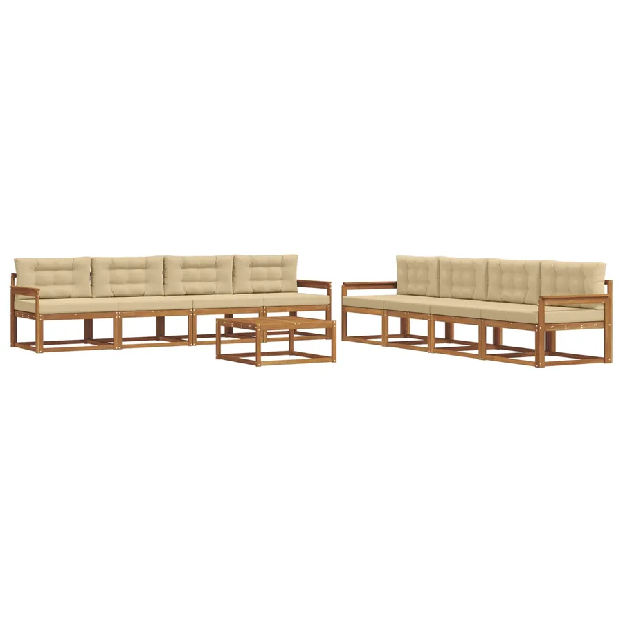 Ensemble de canapés d'extérieur 9 pcs Naturel et Beige - 2