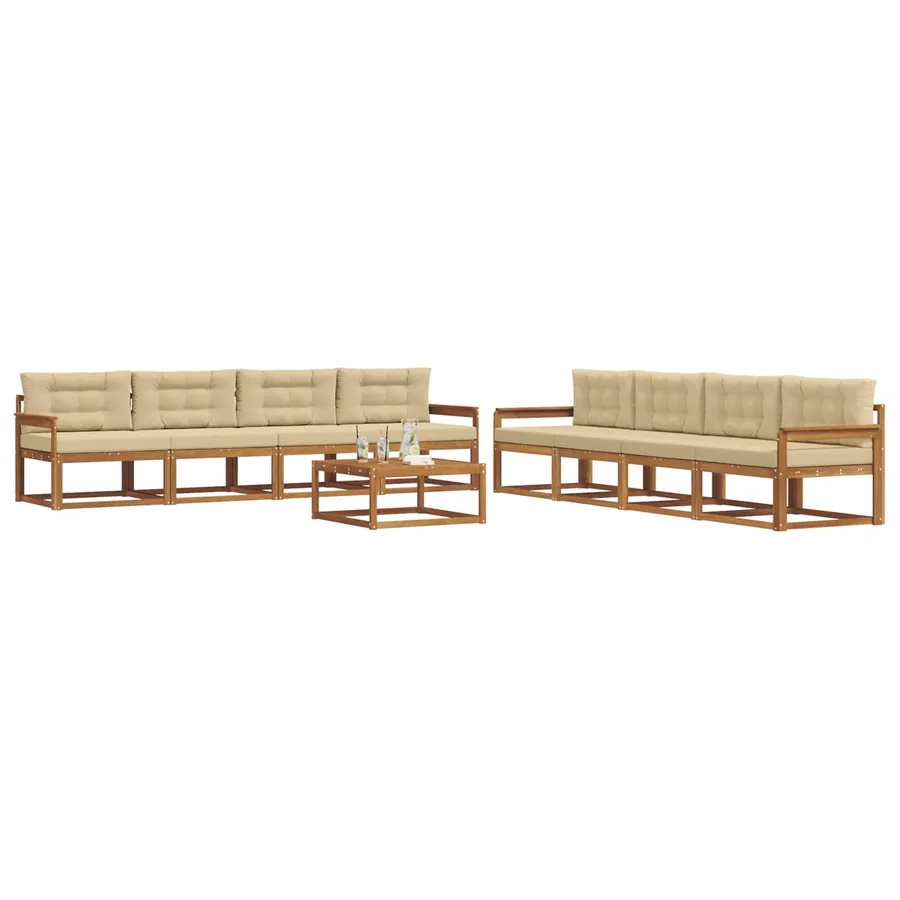 Ensemble de canapés d'extérieur 9 pcs Naturel et Beige - 3
