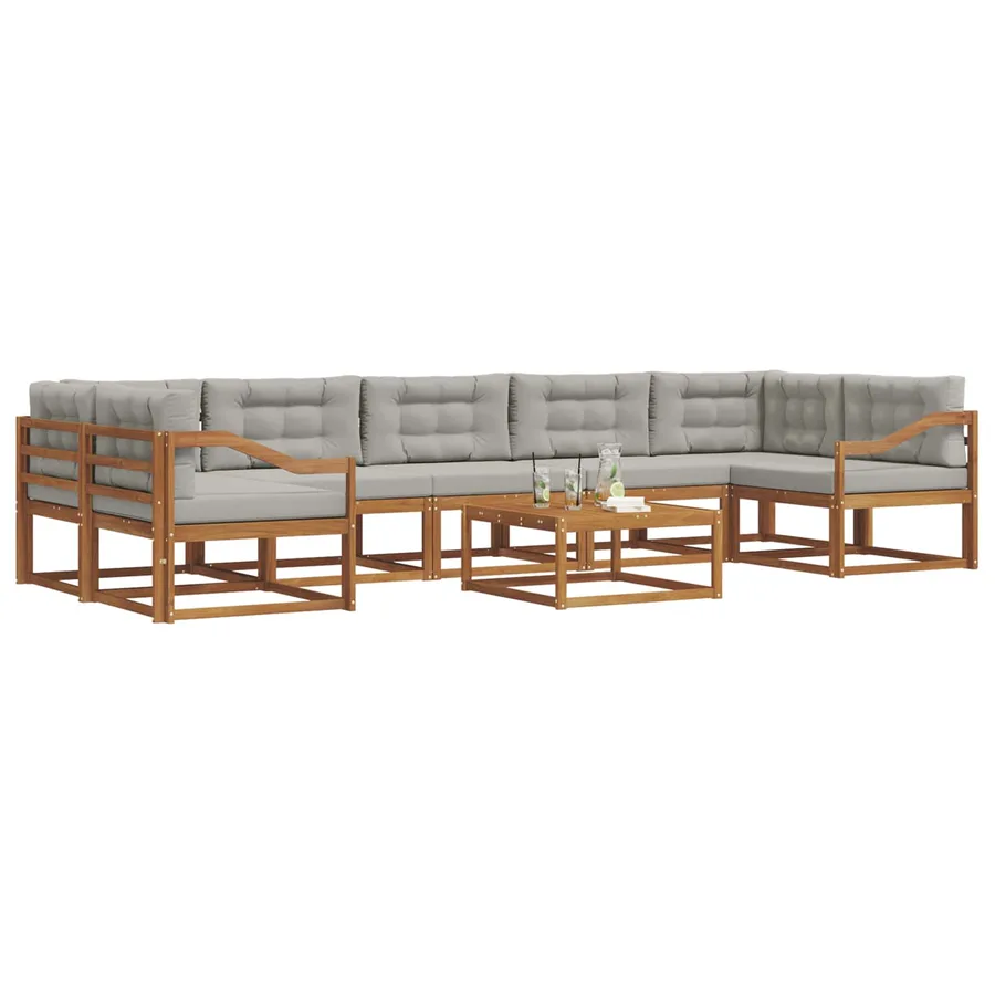 Ensemble de canapés d'extérieur 8 pcs Gris Naturel et Clair - 3