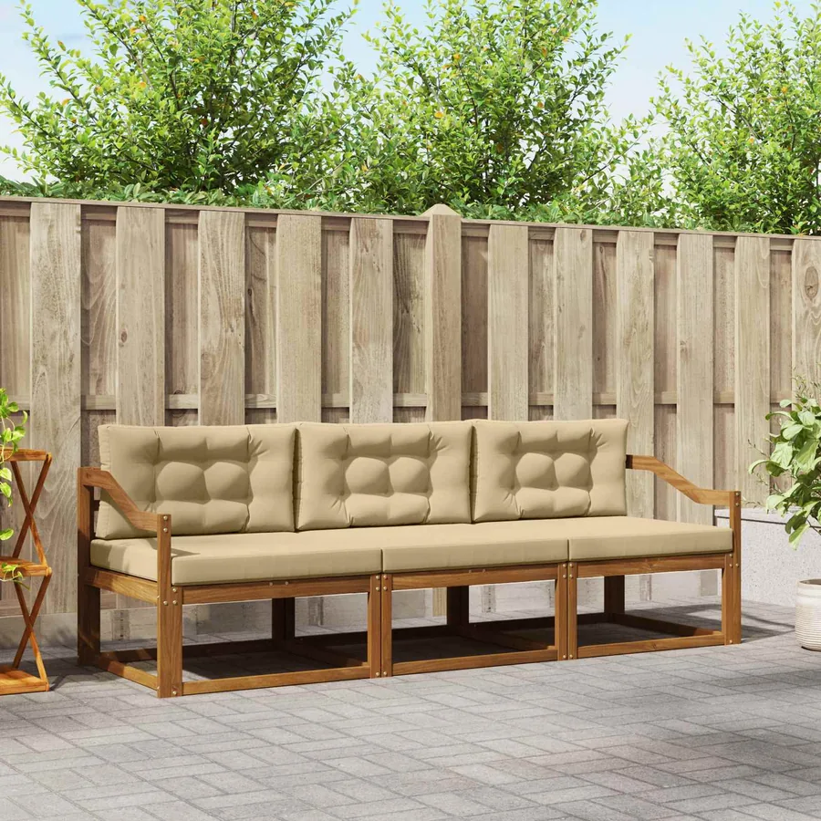 Ensemble de canapés d'extérieur 3 pcs Naturel et Beige