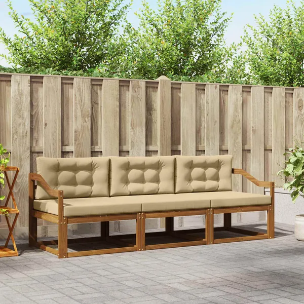 Ensemble de canapés d'extérieur 3 pcs Naturel et Beige