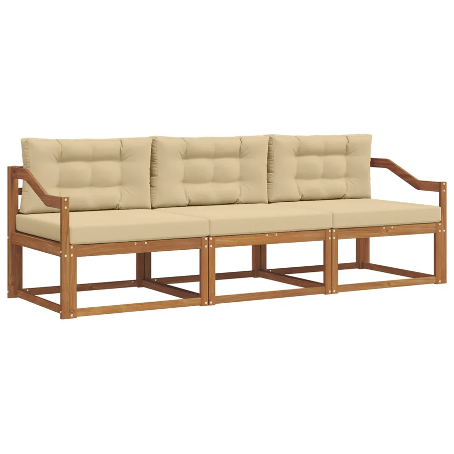 Ensemble de canapés d'extérieur 3 pcs Naturel et Beige - 2