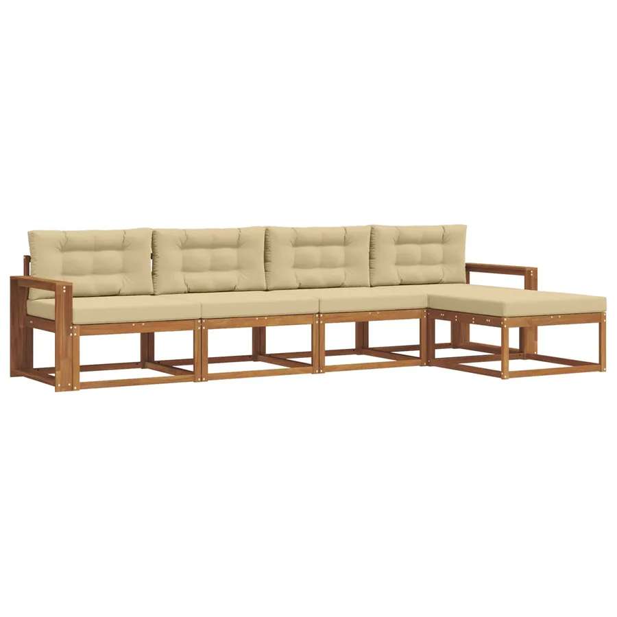 Ensemble de canapés d'extérieur 5 pcs Naturel et Beige - 2