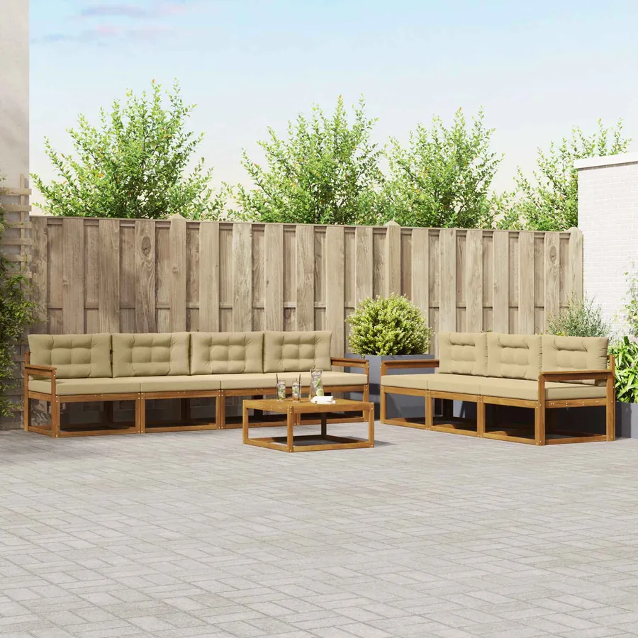 Ensemble de canapés d'extérieur 8 pcs Naturel et Beige