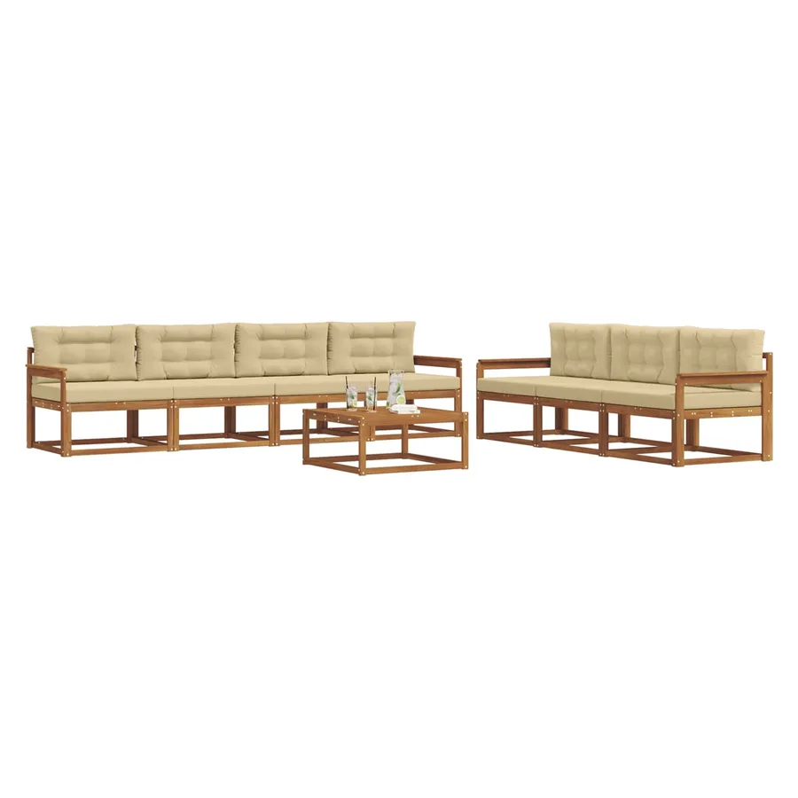 Ensemble de canapés d'extérieur 8 pcs Naturel et Beige - 3