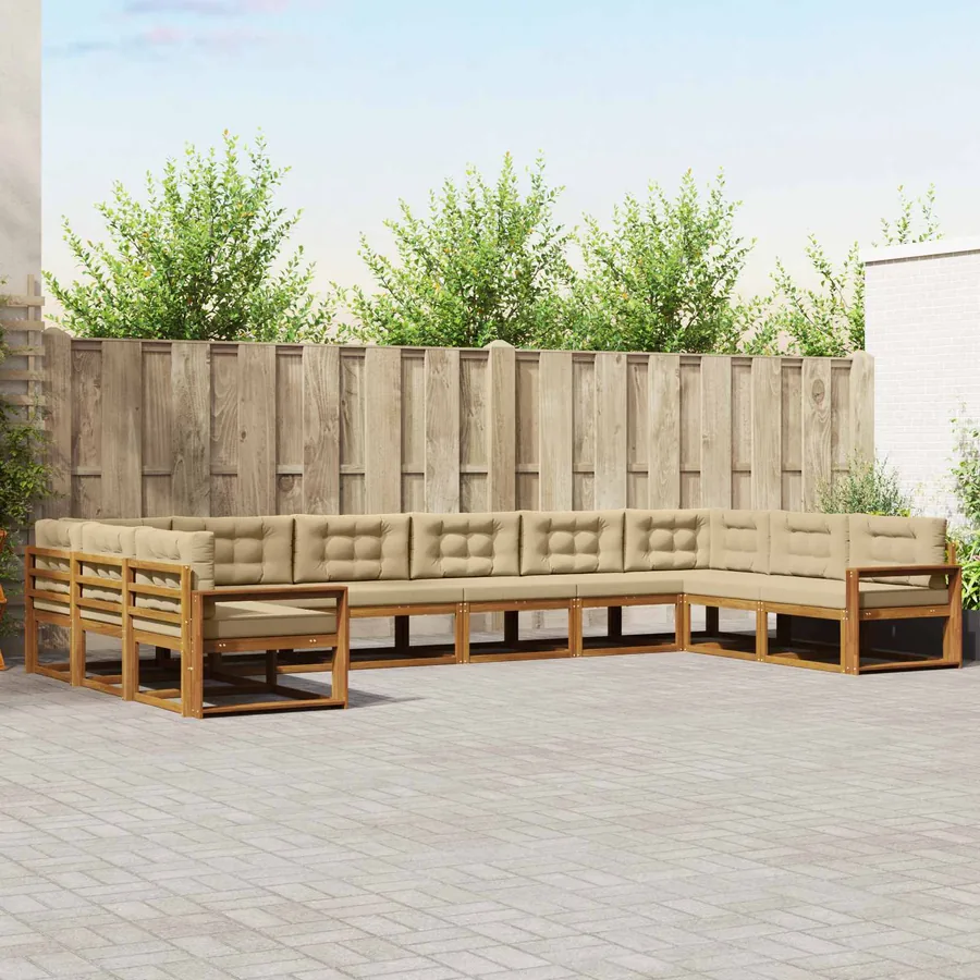 Ensemble de canapés d'extérieur 10 pcs Naturel et Beige