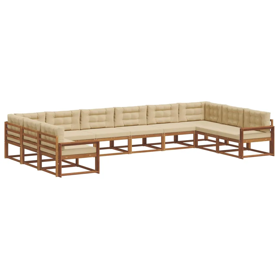 Ensemble de canapés d'extérieur 10 pcs Naturel et Beige - 2