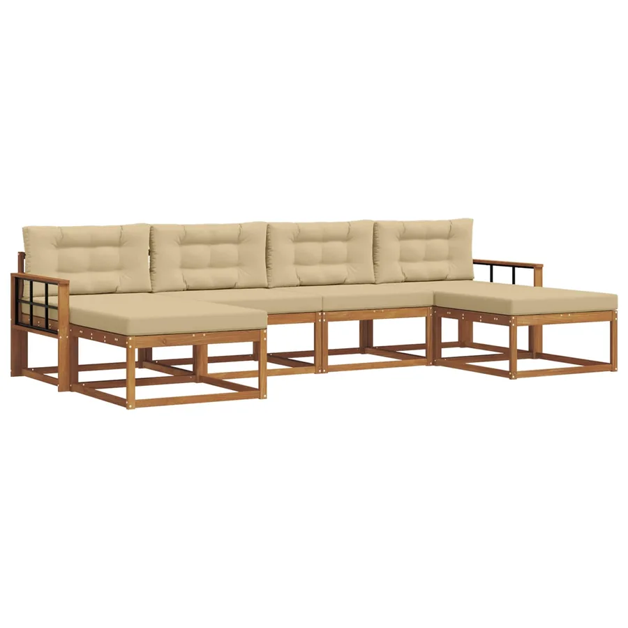 Ensemble de canapés d'extérieur 6 pcs Naturel et Beige - 2