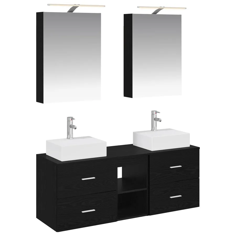 Ensemble de mobilier de salle de bain 5 pcs Chêne noir - 2