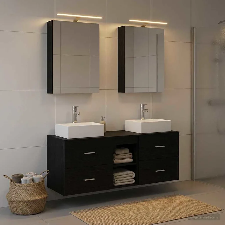 Ensemble de mobilier de salle de bain 5 pcs Chêne noir - 4