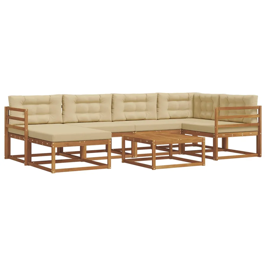 Ensemble de canapés d'extérieur 7 pcs Naturel et Beige - 2