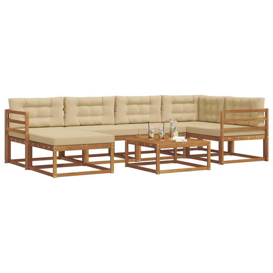 Ensemble de canapés d'extérieur 7 pcs Naturel et Beige - 3