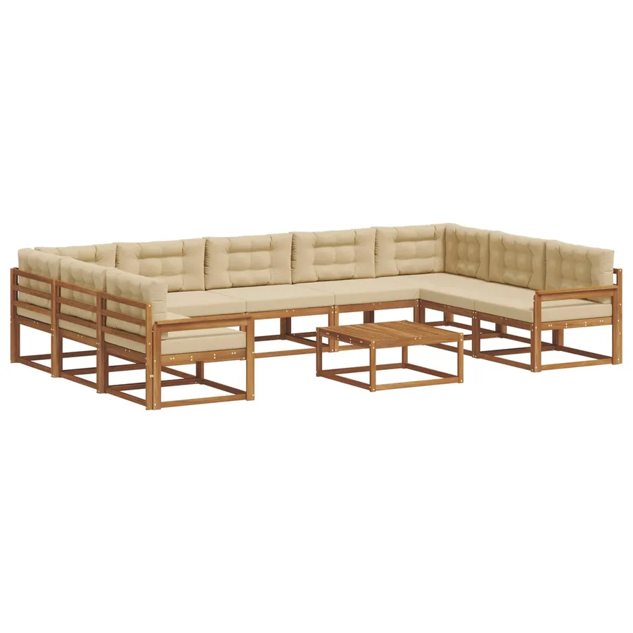 Ensemble de canapés d'extérieur 10 pcs Naturel et Beige - 2