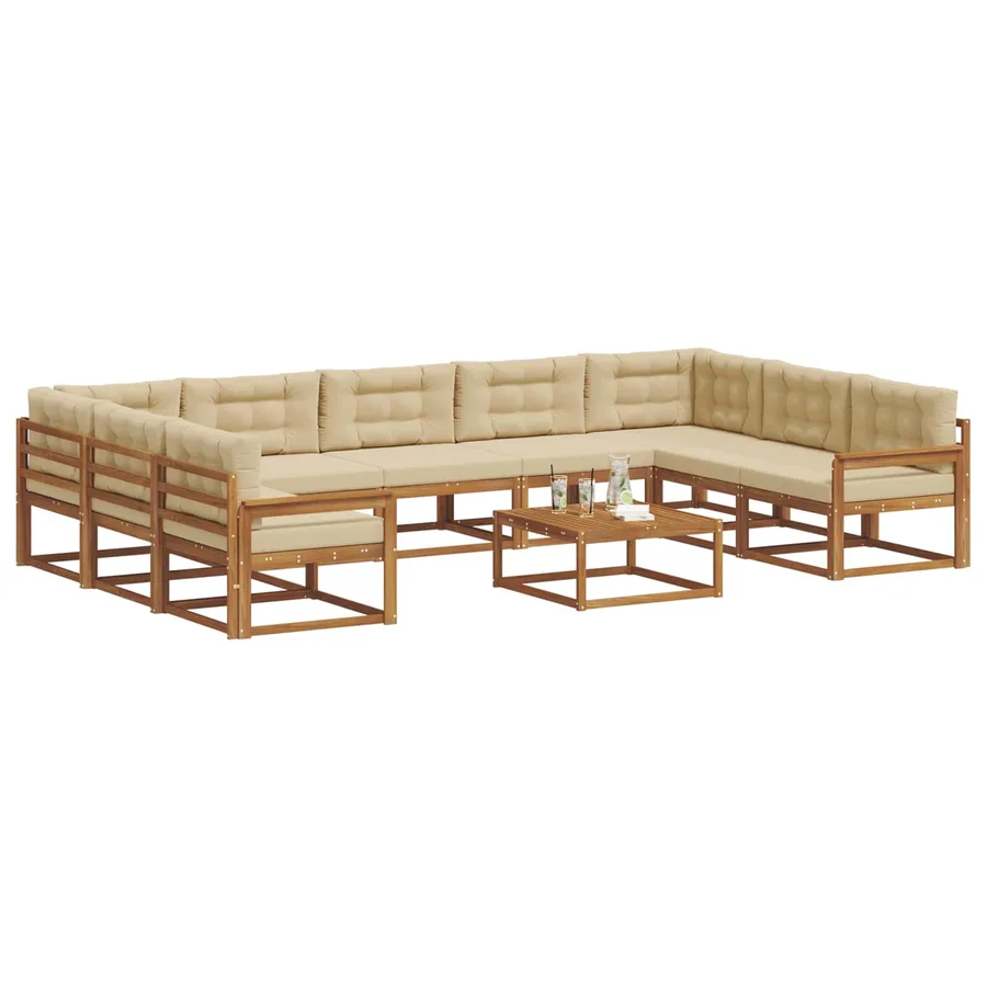 Ensemble de canapés d'extérieur 10 pcs Naturel et Beige - 3