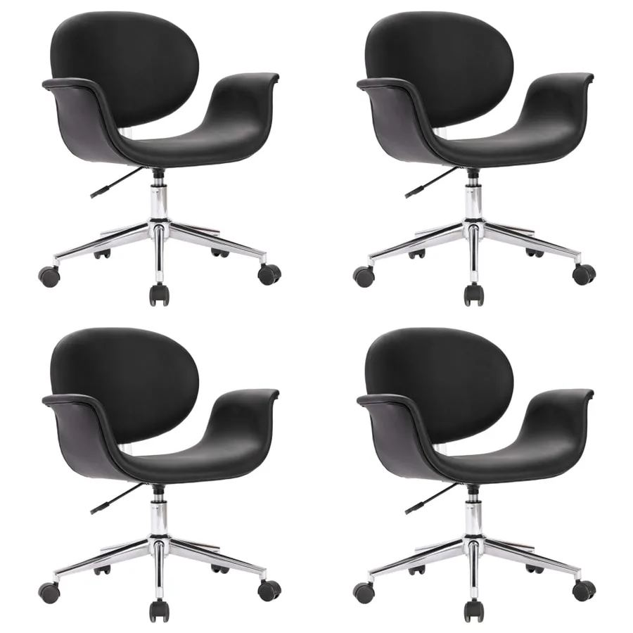 Chaises pivotantes à manger lot de 4 noir similicuir - 2