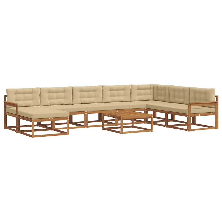 Ensemble de canapés d'extérieur 9 pcs Naturel et Beige - 2