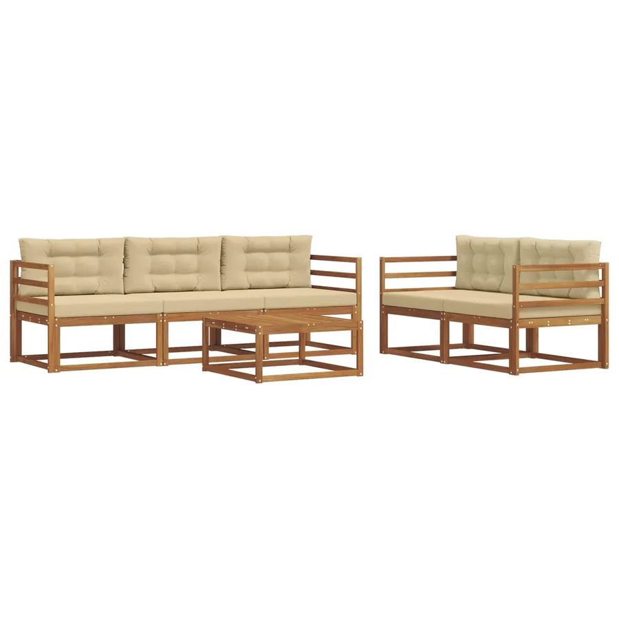 Ensemble de canapés d'extérieur 6 pcs Naturel et Beige - 2