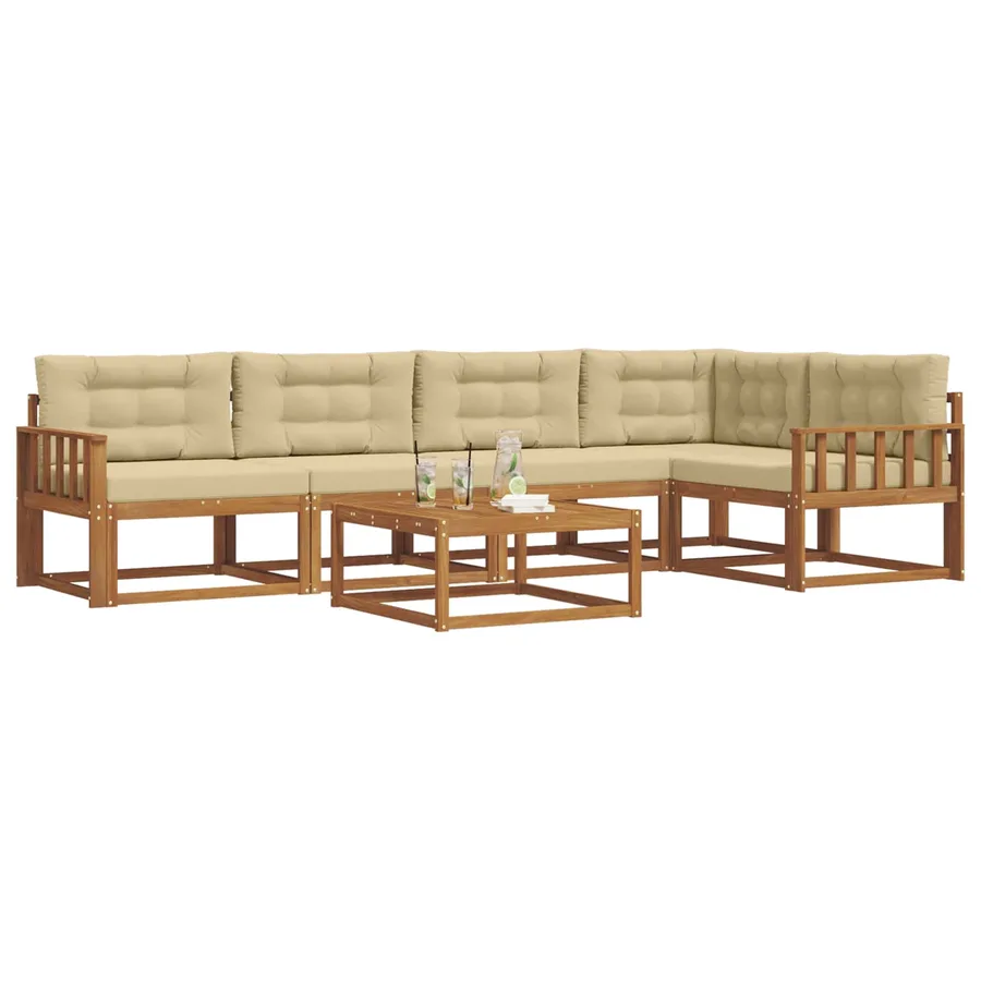 Ensemble de canapés d'extérieur 6 pcs Naturel et Beige - 3