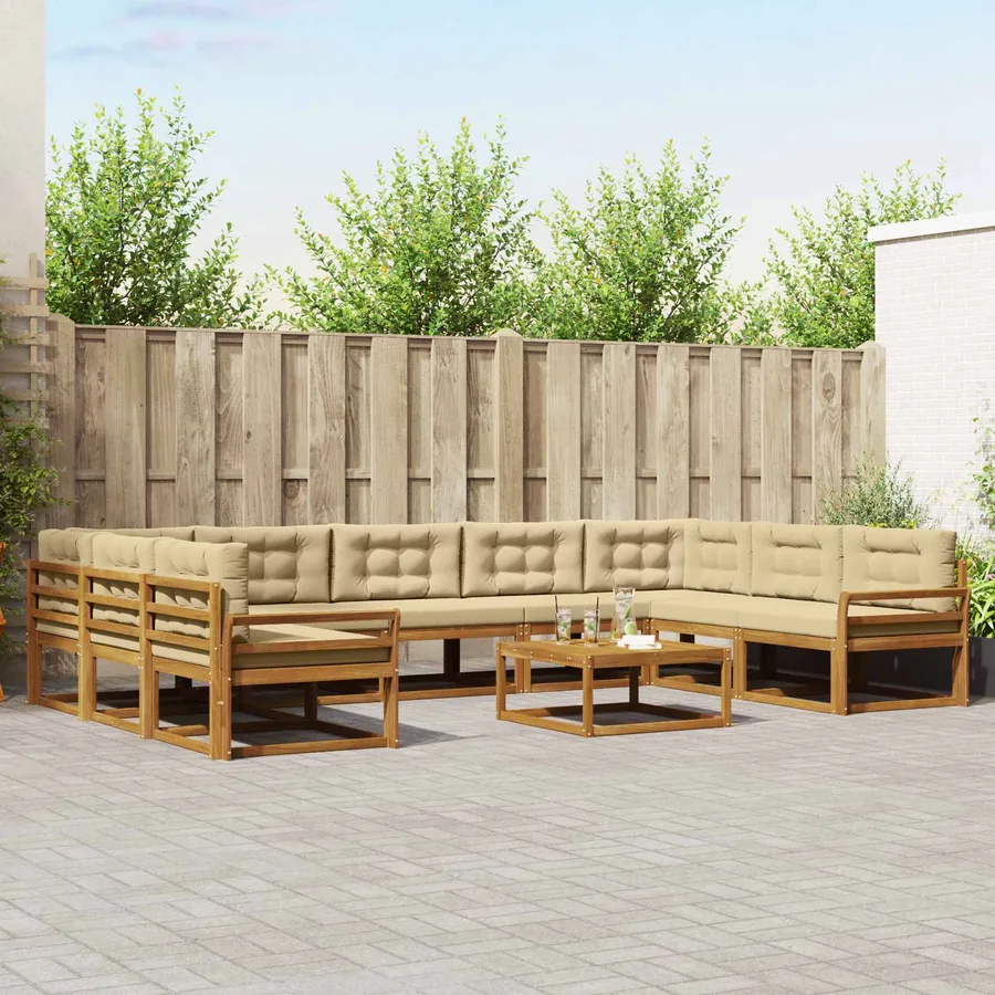 Ensemble de canapés d'extérieur 10 pcs Naturel et Beige