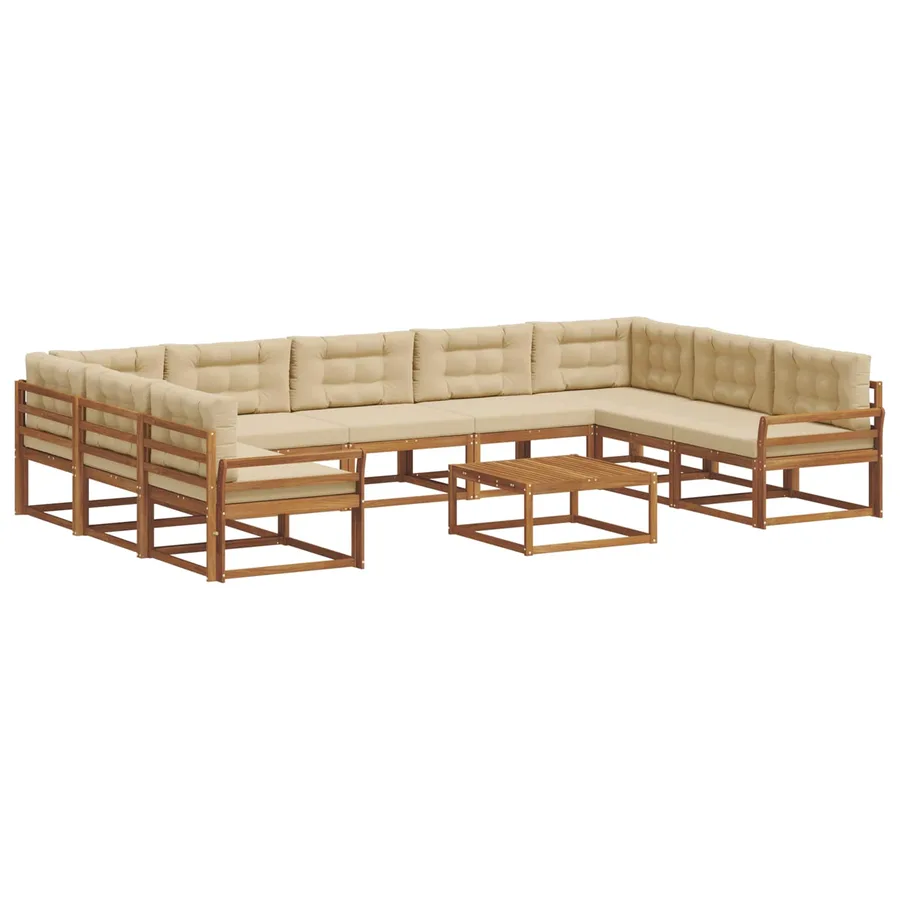 Ensemble de canapés d'extérieur 10 pcs Naturel et Beige - 2