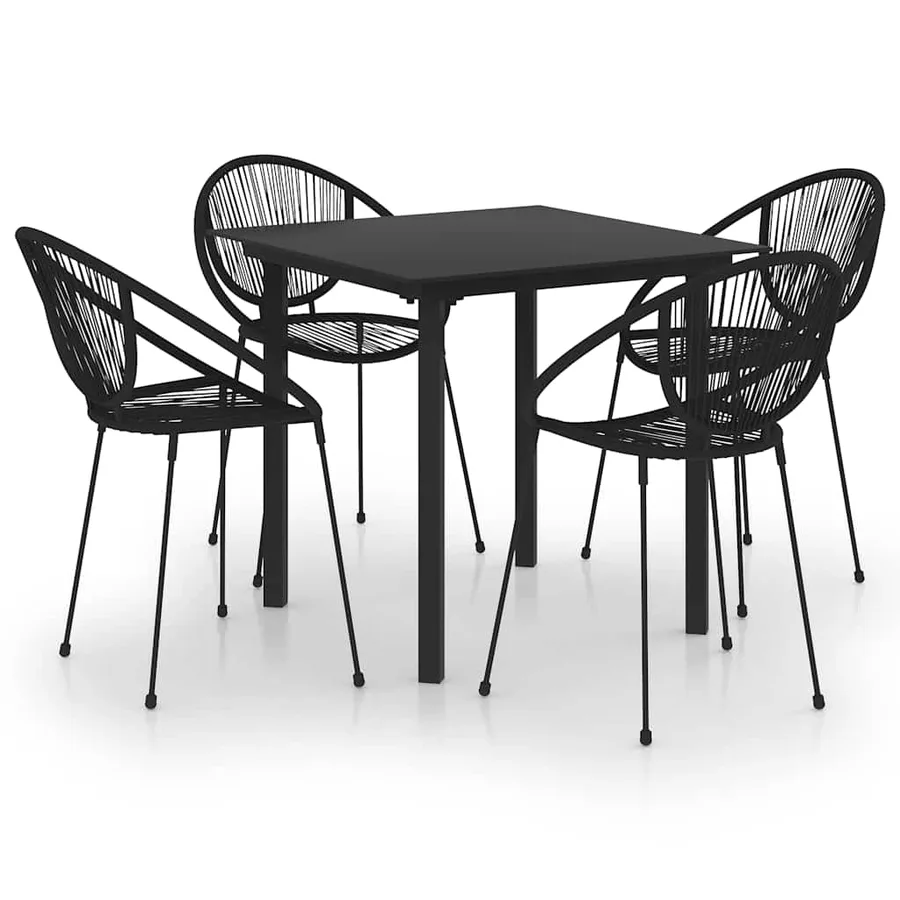 Ensemble à manger d'extérieur 5 pcs Rotin PVC Noir - 2