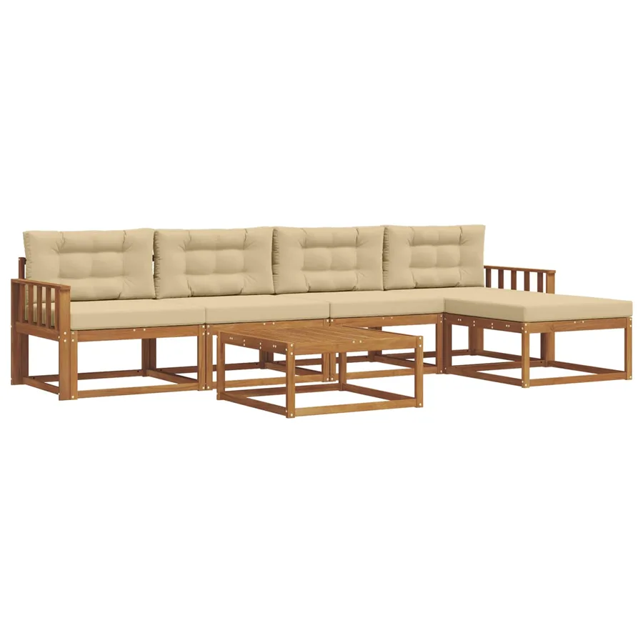 Ensemble de canapés d'extérieur 6 pcs Naturel et Beige - 2