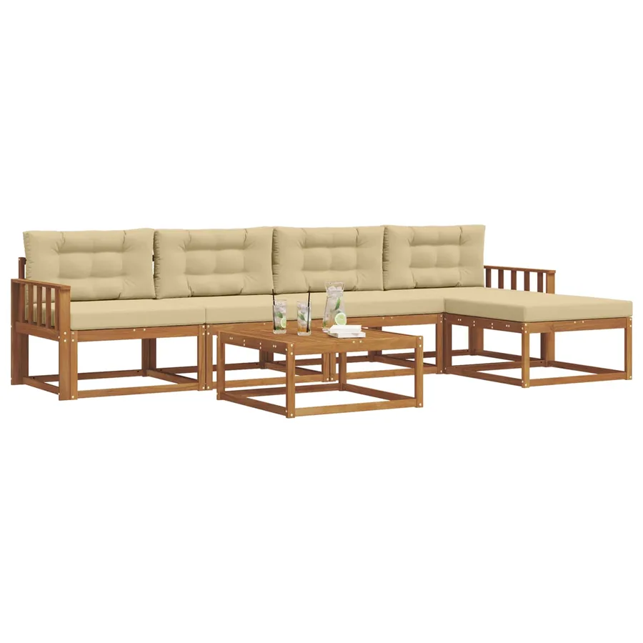 Ensemble de canapés d'extérieur 6 pcs Naturel et Beige - 3