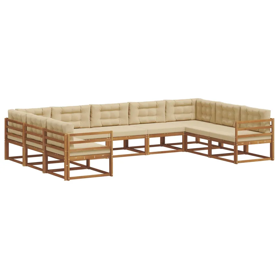 Ensemble de canapés d'extérieur 9 pcs Naturel et Beige - 2