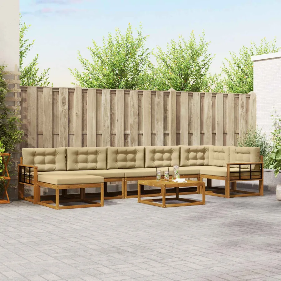 Ensemble de canapés d'extérieur 8 pcs Naturel et Beige