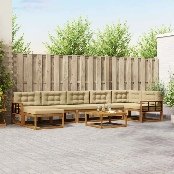 Ensemble de canapés d'extérieur 8 pcs Naturel et Beige