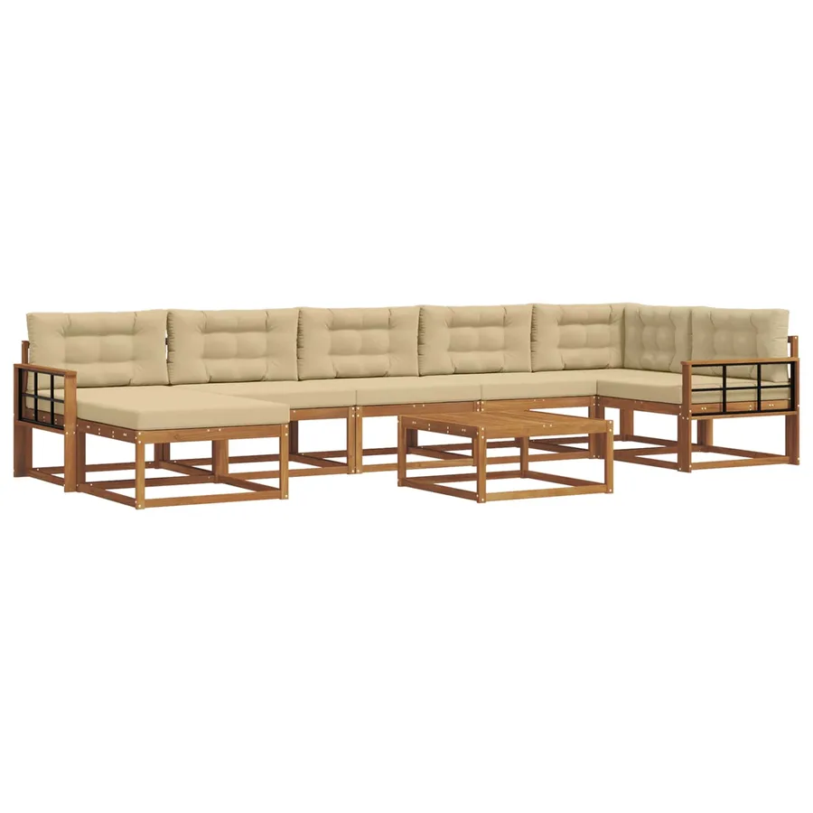 Ensemble de canapés d'extérieur 8 pcs Naturel et Beige - 2
