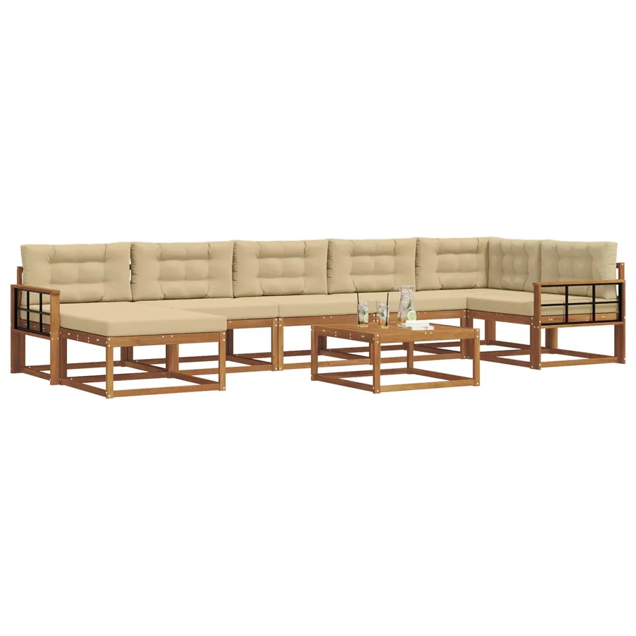 Ensemble de canapés d'extérieur 8 pcs Naturel et Beige - 3