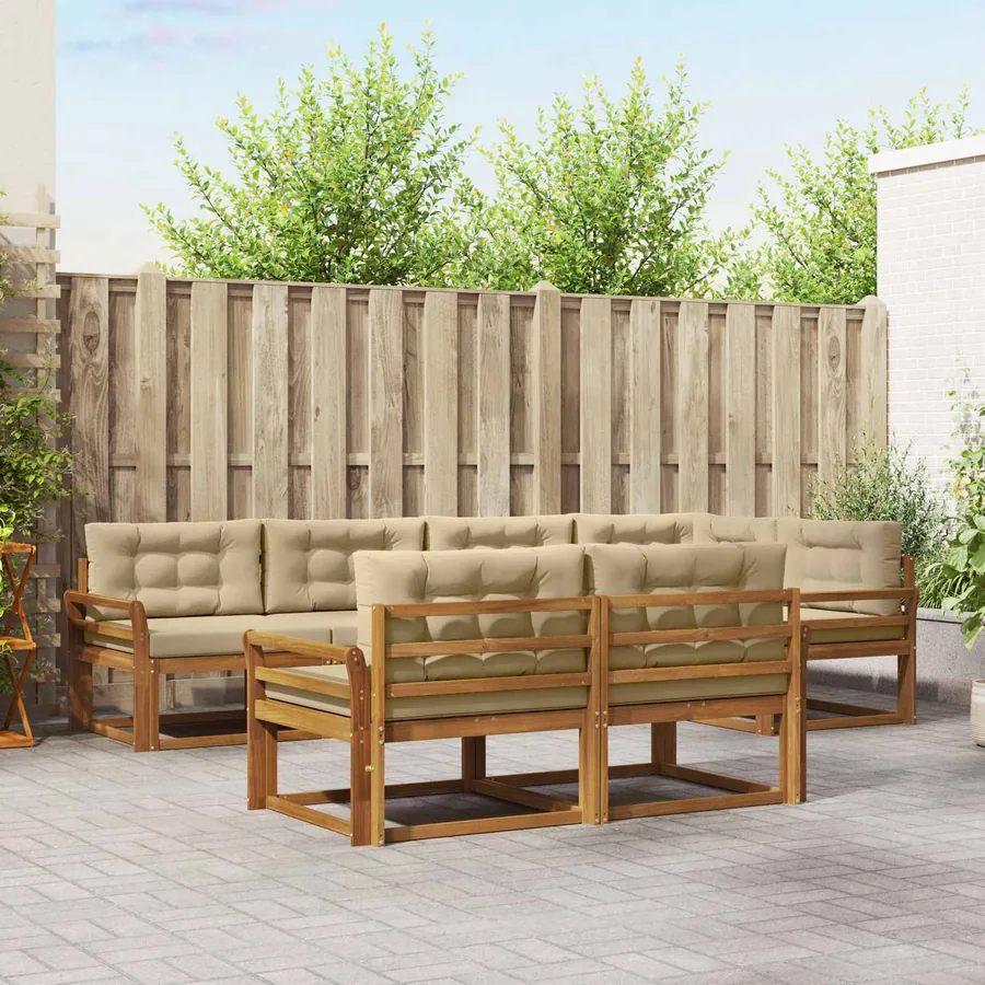 Ensemble de canapés d'extérieur 7 pcs Naturel et Beige