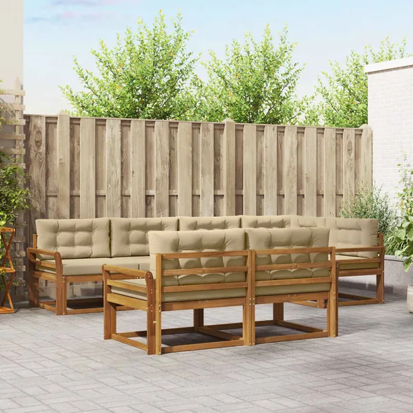 Ensemble de canapés d'extérieur 7 pcs Naturel et Beige