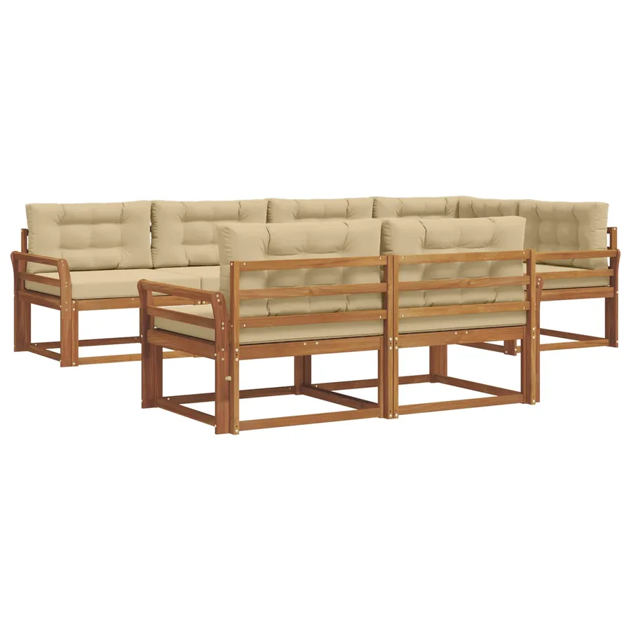 Ensemble de canapés d'extérieur 7 pcs Naturel et Beige - 2