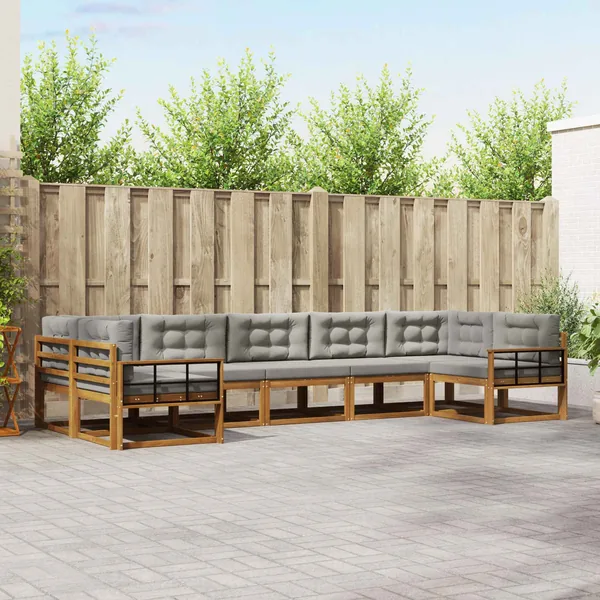 Ensemble de canapés d'extérieur 7 pcs Gris Naturel et Clair