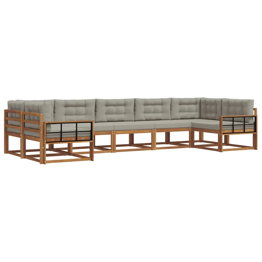 Ensemble de canapés d'extérieur 7 pcs Gris Naturel et Clair - 2