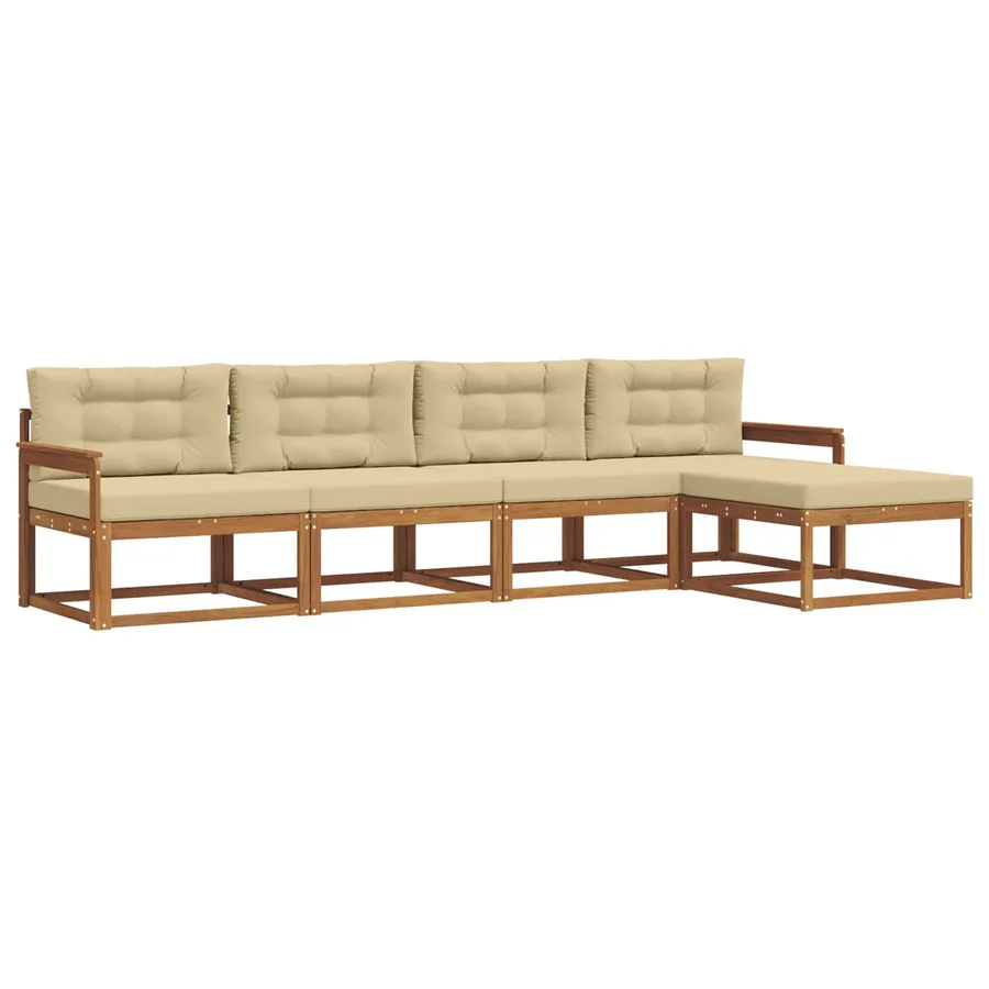 Ensemble de canapés d'extérieur 5 pcs Naturel et Beige - 2