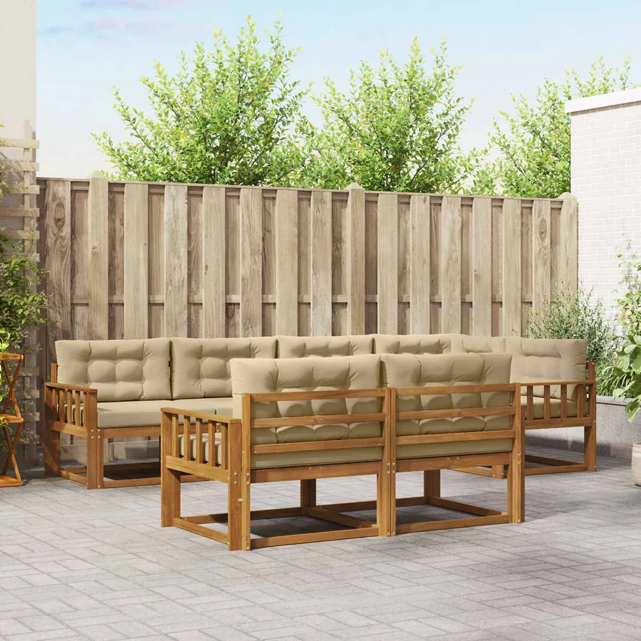 Ensemble de canapés d'extérieur 7 pcs Naturel et Beige