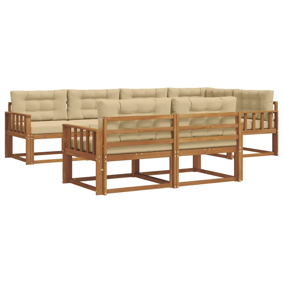 Ensemble de canapés d'extérieur 7 pcs Naturel et Beige - 2
