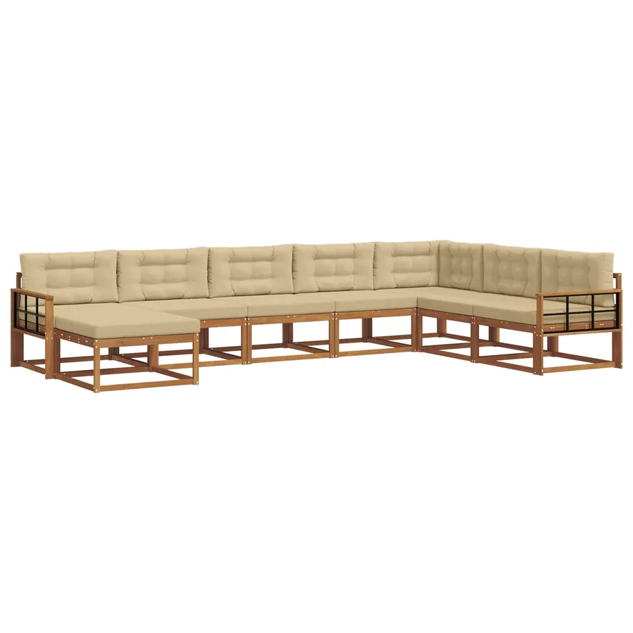 Ensemble de canapés d'extérieur 8 pcs Naturel et Beige - 2