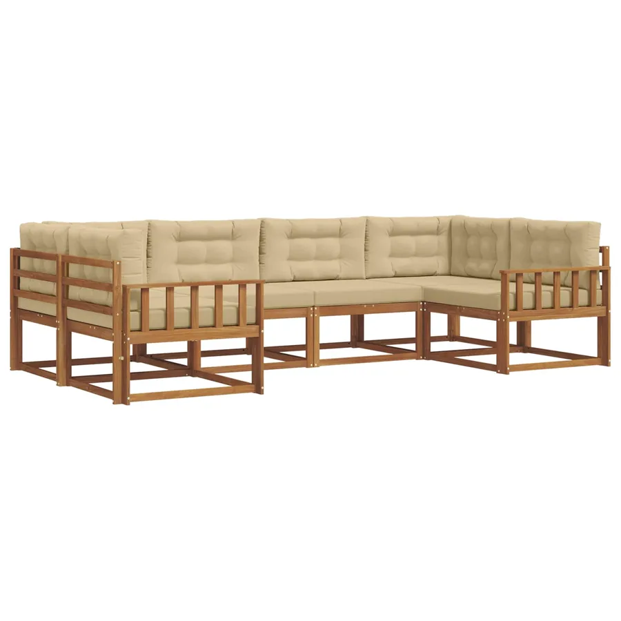 Ensemble de canapés d'extérieur 6 pcs Naturel et Beige - 2