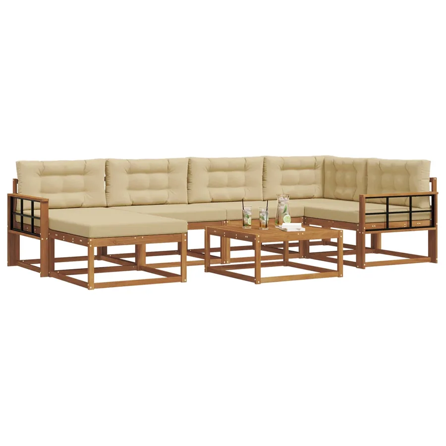 Ensemble de canapés d'extérieur 7 pcs Naturel et Beige - 3