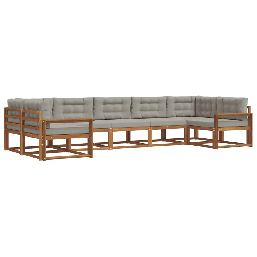 Ensemble de canapés d'extérieur 7 pcs Gris Naturel et Clair - 2