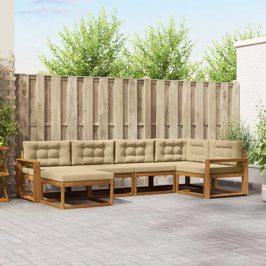 Ensemble de canapés d'extérieur 6 pcs Naturel et Beige