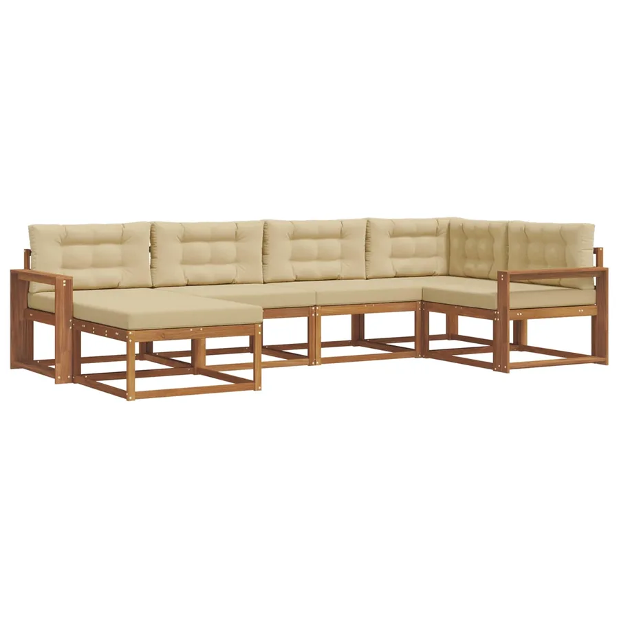 Ensemble de canapés d'extérieur 6 pcs Naturel et Beige - 2