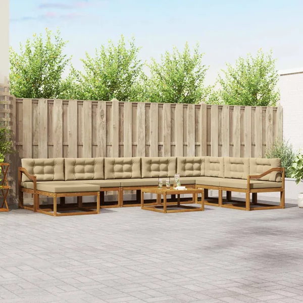 Ensemble de canapés d'extérieur 9 pcs Naturel et Beige