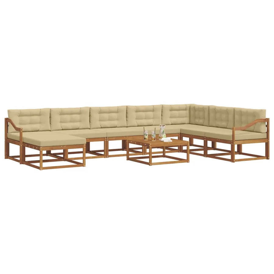 Ensemble de canapés d'extérieur 9 pcs Naturel et Beige - 3