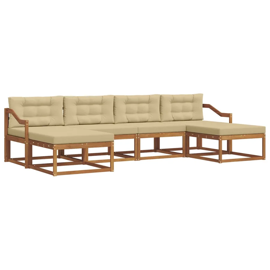Ensemble de canapés d'extérieur 6 pcs Naturel et Beige - 2