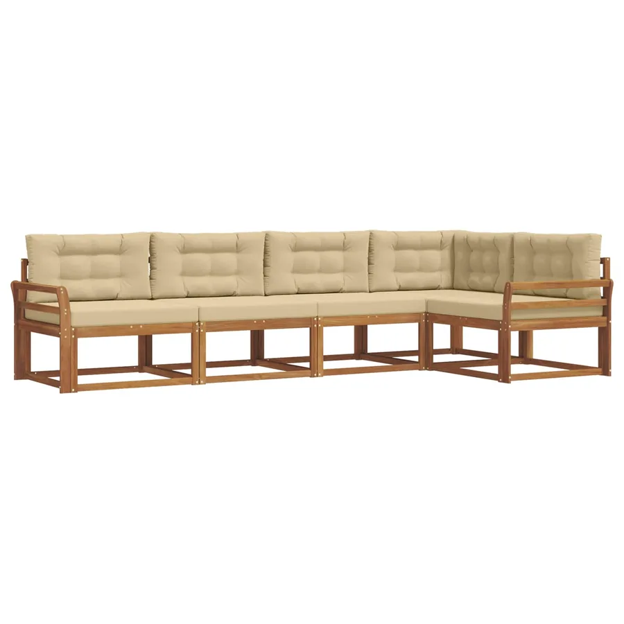 Ensemble de canapés d'extérieur 5 pcs Naturel et Beige - 2